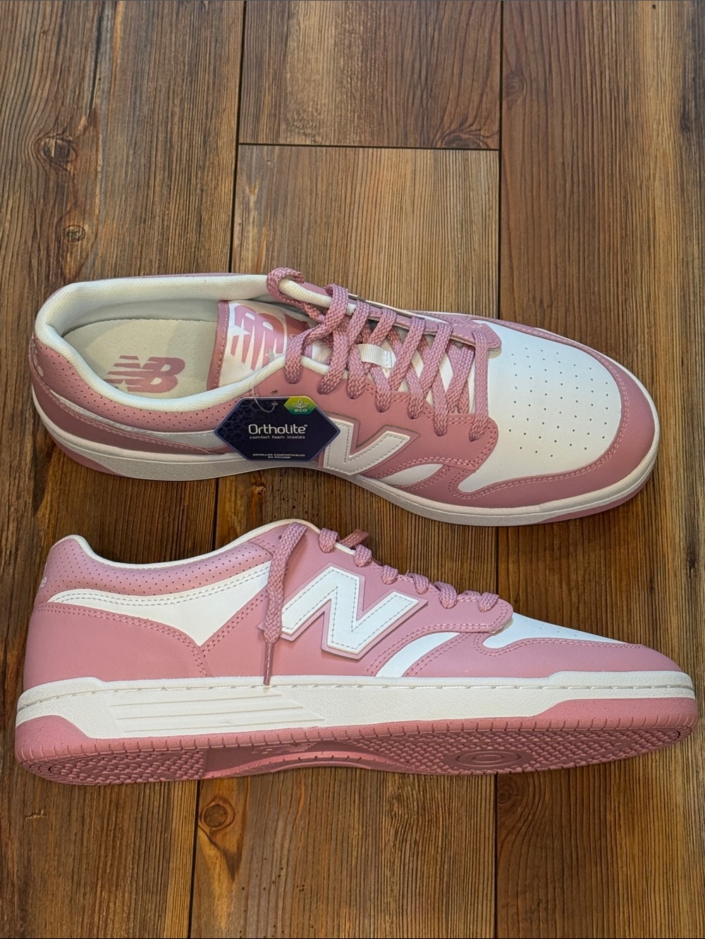 New Balance 480 Men's Pink and White Low-Top Sneakers Size 14